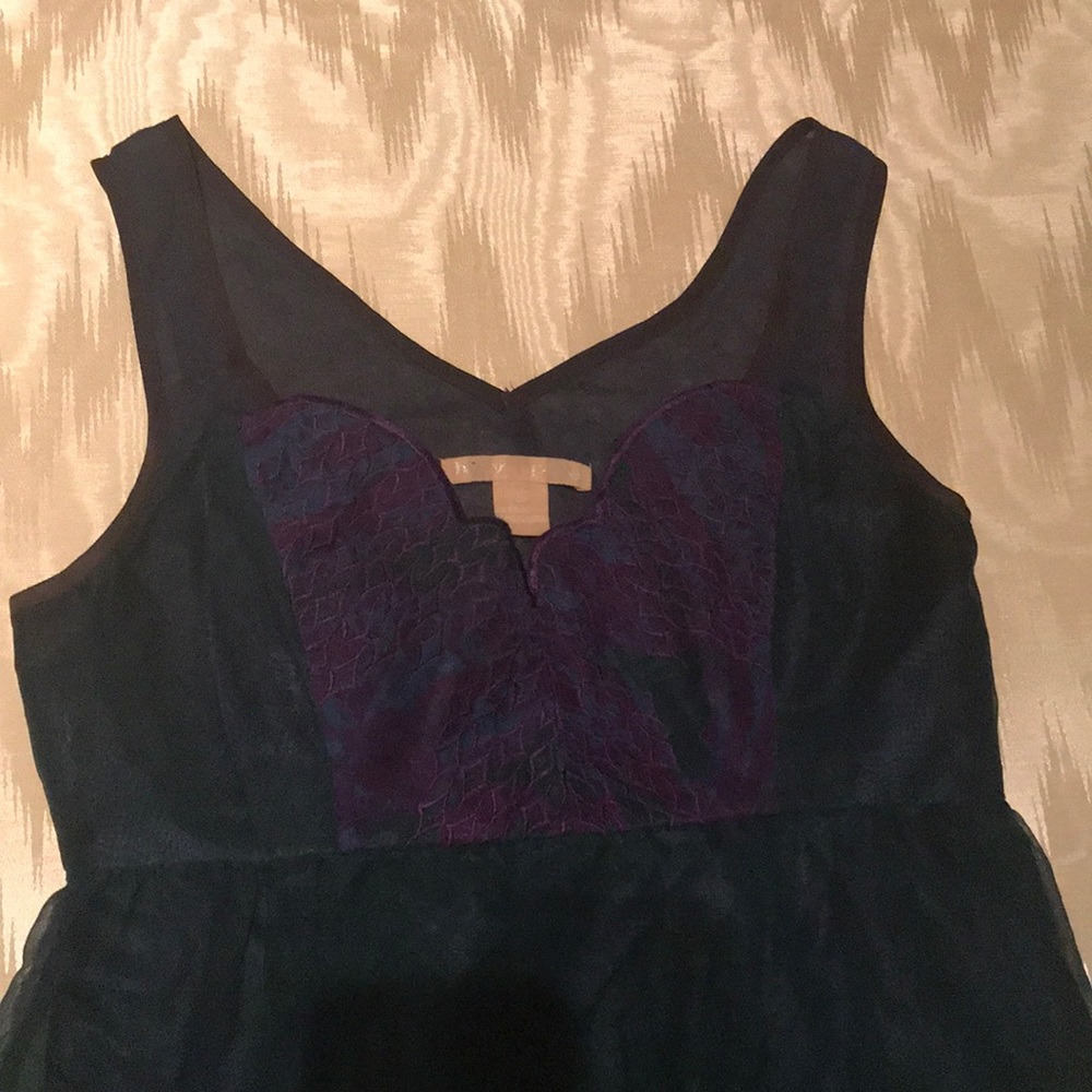 Jewel Colored Top with Lace and Sheer Detail